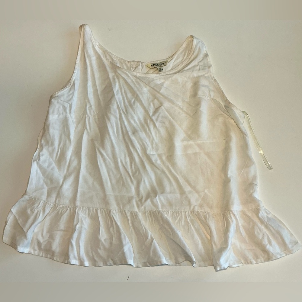 Style Envy White Ruffle Tank Top